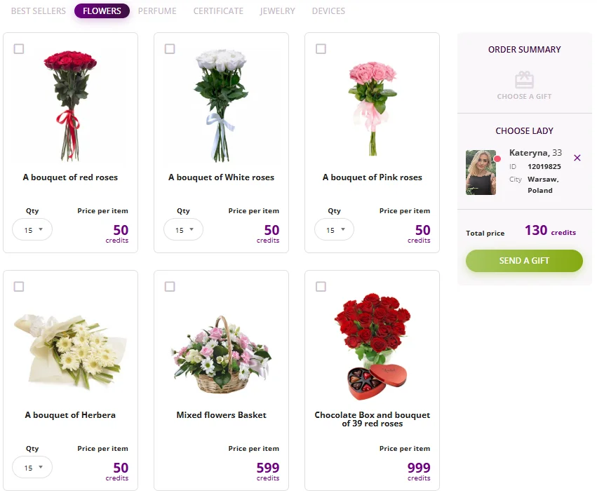 Virtual Gifts and Flowers
